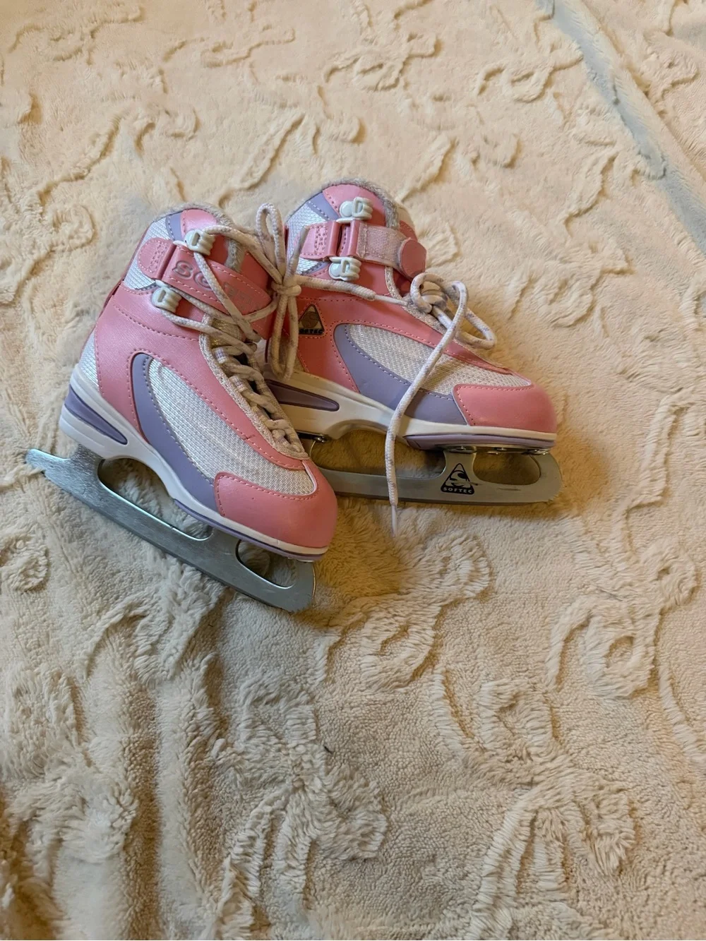 Girls Pink and White Figure Ice Skates